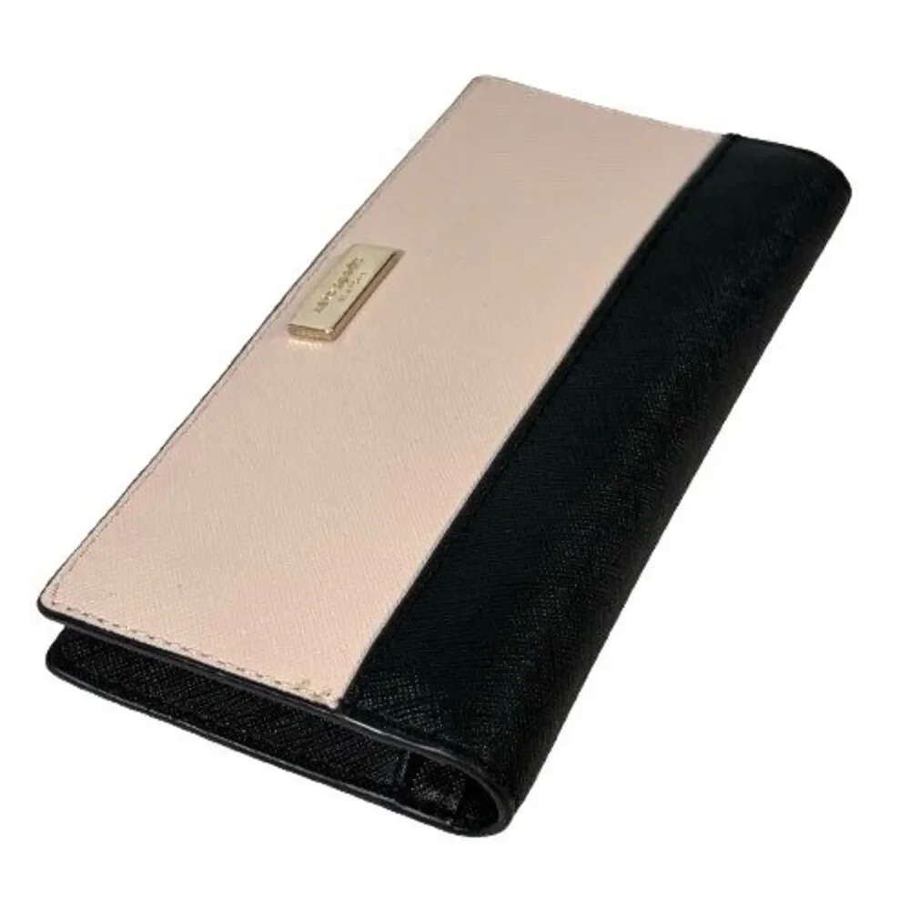 Kate Spade Laurel Way Stacy Bifold Wallet Credit Card Organizer Warm Beige Black